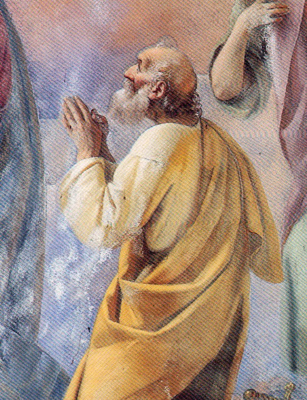 particolare dell'Intercessione dei Santi alla SS. Trinità - 1856 - affresco - ex chiesa della Disciplina di San Pietro - Sale Marasino (BS)